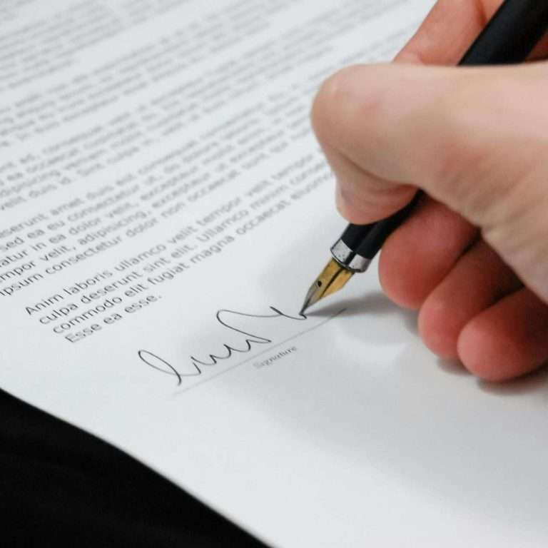A person signing a document to represent a contract being signed. For the RTS Academy Finance Legislation course